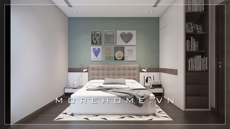 Thiết kế giường ngủ 2 người phong cách hiện đại, đơn giản phù hợp với nhiều không gian phòng ngủ chung cư, nhà phố nhỏ
